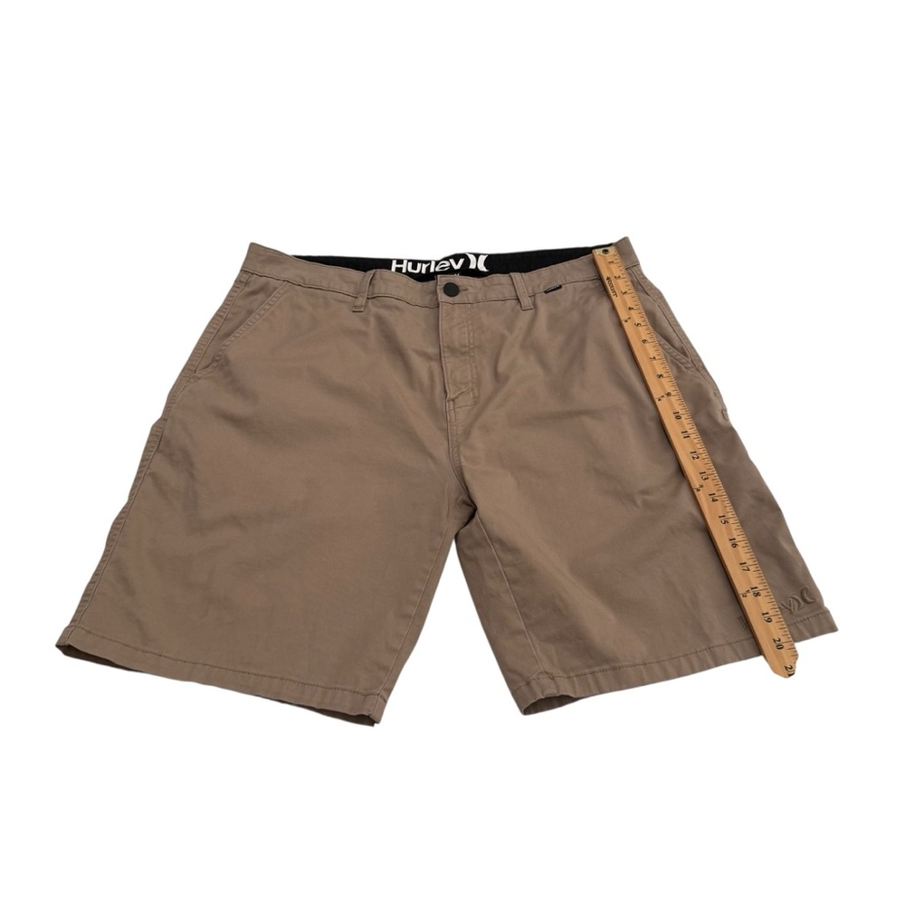 Hurley Walking Shorts Cotton Spandex Khaki Tan Embroidered Logo Men’s Sz 34 - Picture 8 of 12